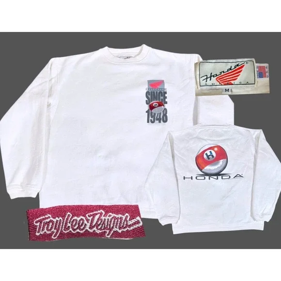 Vintage 1990s Troy Lee Designs Honda Graphic Sweatshirt Made‎ USA Men's M Rare - Picture 2 of 15